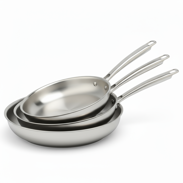 Hot Sale Wholesale 3 Layer Tri-ply Stainless Steel Pan 20/24/26/28cm 8inch/10inch/12inch Non-Coating Cookware Frying Pan