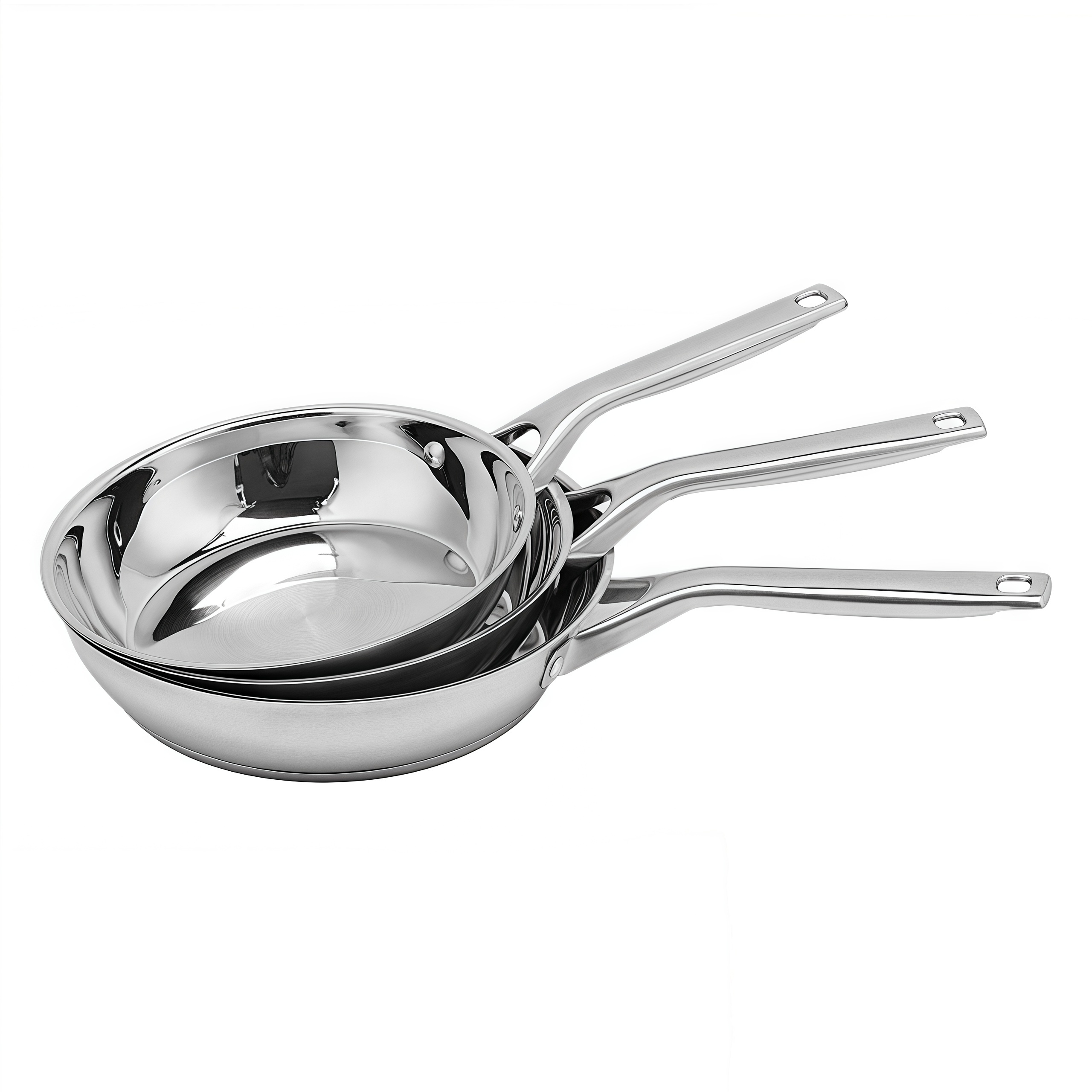 Hot Sale Wholesale Tri-ply Base Stainless Steel Pan 20/24/26/28cm 8inch/10inch/12inch Non-Coating Cookware Frying Pan
