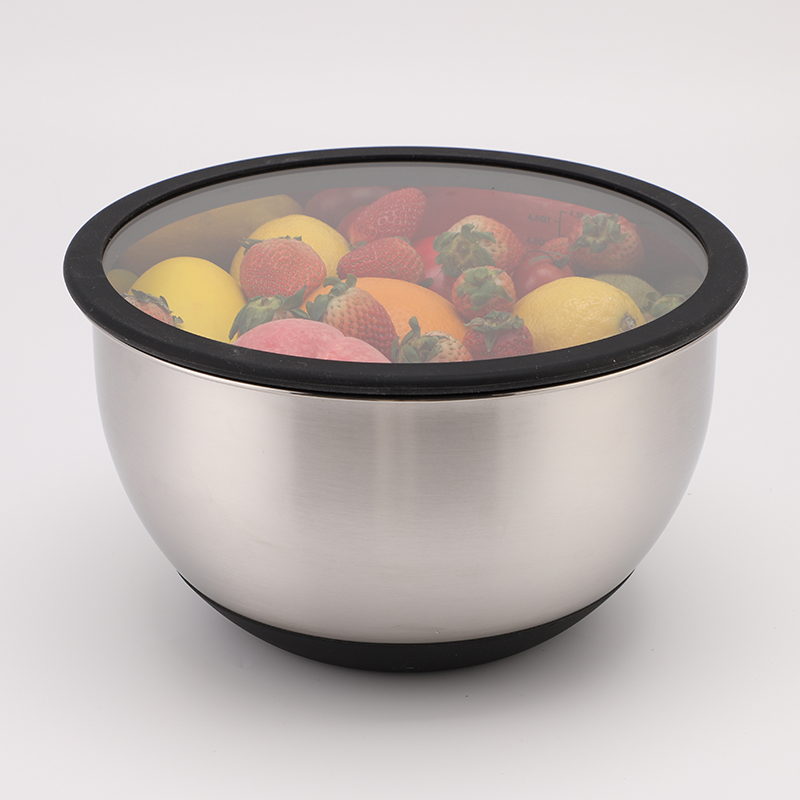 Customized Mixing Bowls Set 3QT 5QT Stainless Steel Mixing Bowl With Glass Lid
