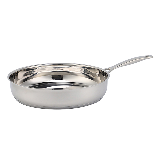 Hot Sale Wholesale Tri-ply Base Stainless Steel Pan 20/24/26/28cm 8inch/10inch/12inch Non-Coating Cookware Frying Pan