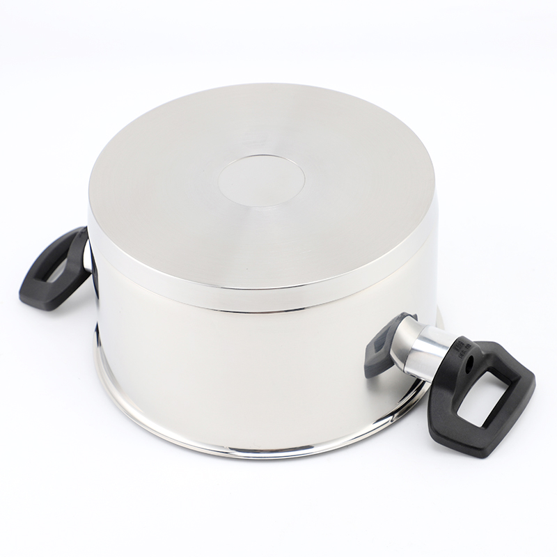 Wholesale Custom 9 Piece Nylon Black Handle Stainless Steel Impact Bonded Bottom Pots And Pans Non-Toxic Kitchen Cookware Set