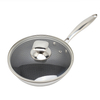 Tri-ply Hybrid Pan & Wok with Double Ears PFAS PFOA Free Honeycomb Stainless Steel Non-stick Wok Pan Cookware With Glass Lid