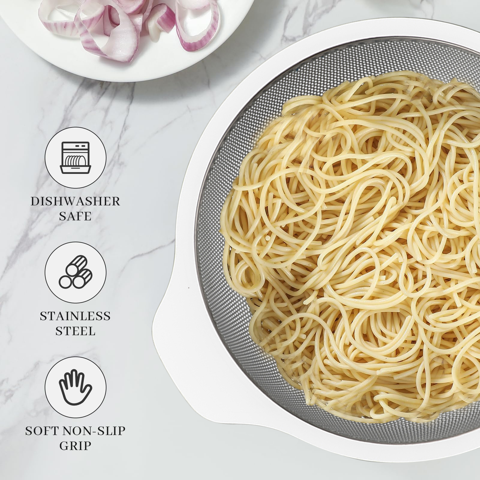 Stainless Steel Mesh Strainer Colander Home Kitchen Food and Fruit Organizer