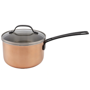 Black Handle Copper Triply Stainless Steel Casserole Pot Glass Lid 16/20/24cm Classic Kitchen Cooking Saucepan