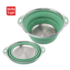 New Stainless Steel Base Folding Silicone Collapsible Colander Folding Kitchen Strainer With Handle Kitchen Silicone Basket