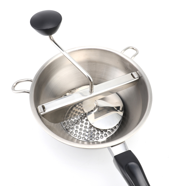 Rotary Stainless Steel Food Mill Strainer Potato Masher Grinder Vegetable Mill Black Handle with 3 Milling Discs