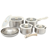 Hot Sale Custom High Quality Tri-Ply Kitchenware Stackable 13 Piece Removable Handle Cookware Set with Glass Lids