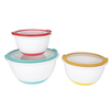 Non Slip Silicone Bottom Plastic Mixing Bowls Set With Airtight Lids