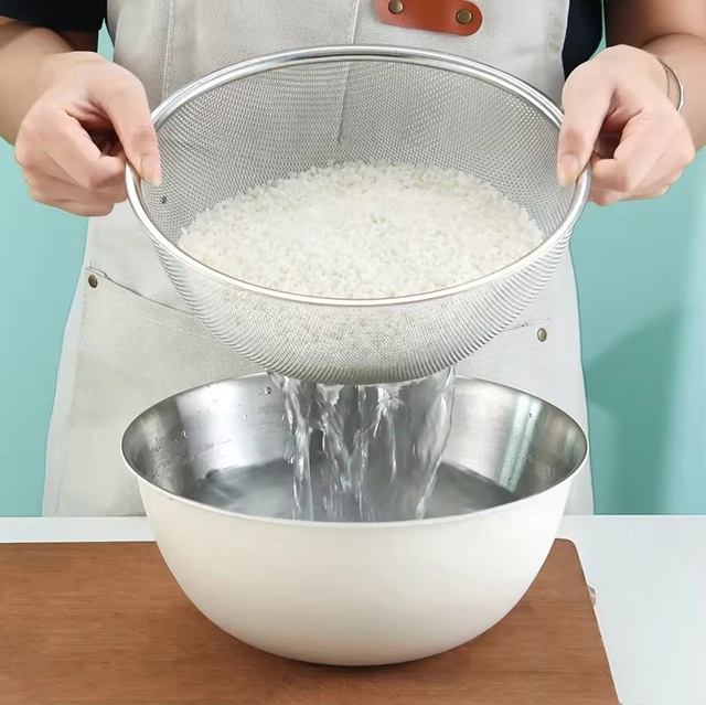 2 in 1 Kitchen Sink Drain Basket Stackable Ss304 Washing Fruit Vegetable Bowls Basin With Stainless Steel Mixing Salad Bowl Sets