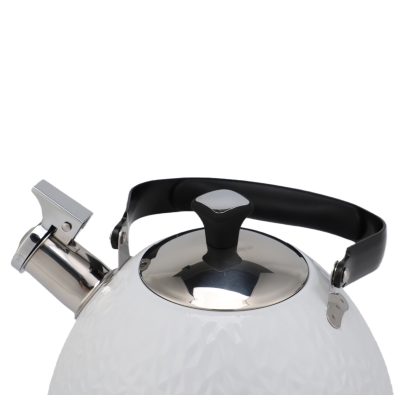 2.5L Color Painting White Kettle Whistling Tea Pot Stainless Steel Whistle Stove Top Kettle Black