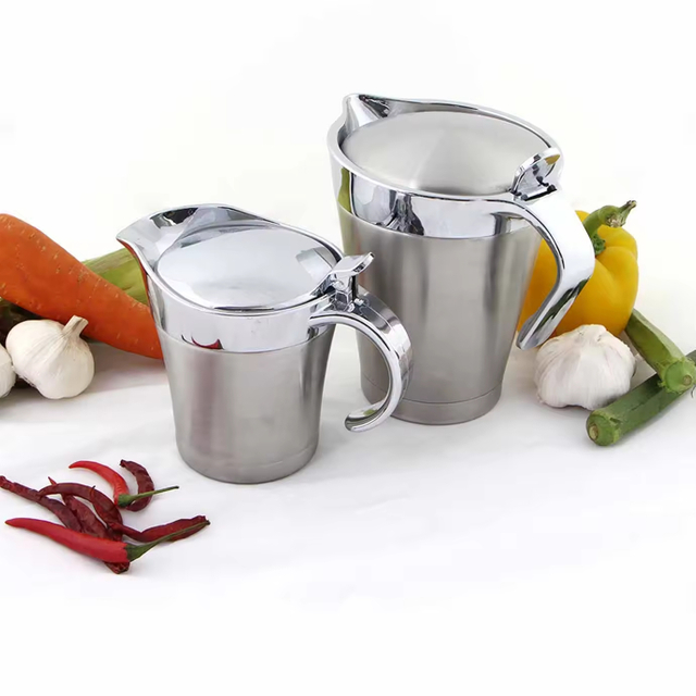 Custom Best Sell Double Wall Sauce Jug Home Kitchen Gadgets Fast Food Stainless Steel Insulated Gravy Boat