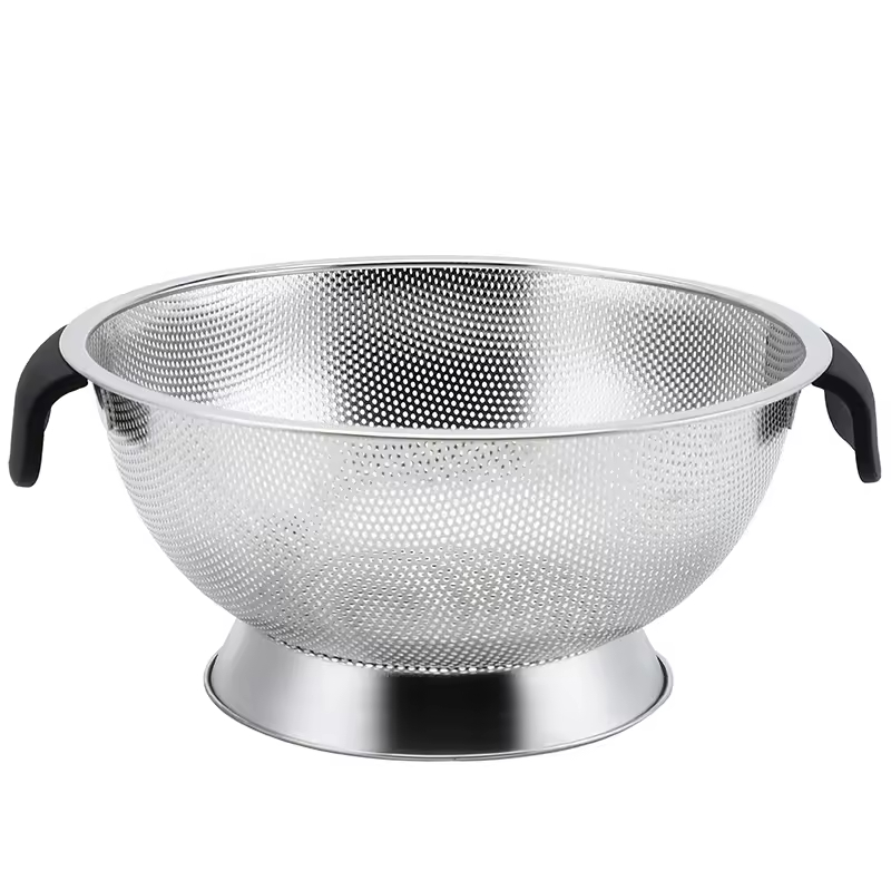 New Fruit Vegetable Kitchen Strainer Colanders Set Stainless Steel Drain Wash Storage Drain Basket