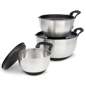 Custom Non Slip Spout Salad Bowl With Handle Stainless Steel Mixing Bowls Set