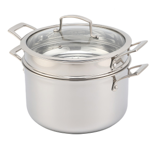Factory Custom Kitchen Tri-ply Stainless Steel Soup Steamer Pot Set With Glass Lid Stainless Steel Cooking Pot Set Cookware Sets