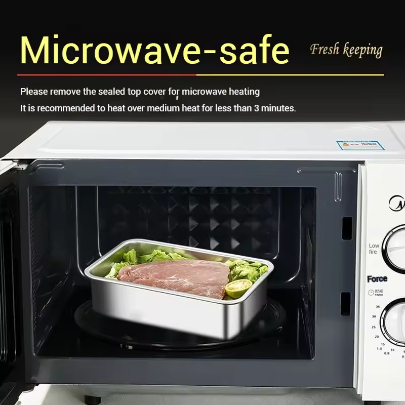 New Design 304 Stainless Steel Fresh-keeping Lunch Box Bamboo Cover Leak-proof Heating Food Grade Microwave Sealed Box