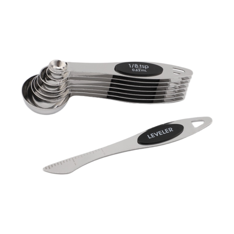 Magnetic Measuring Spoons Set Stainless Steel with Leveler for Baking and Spoon