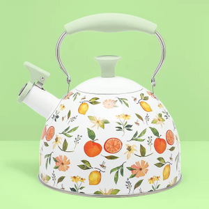 2.5L Stainless Steel Whistling Kettle Modern Home Kitchen Induction Stove Top Tea Pot Water Teapot with Print Design