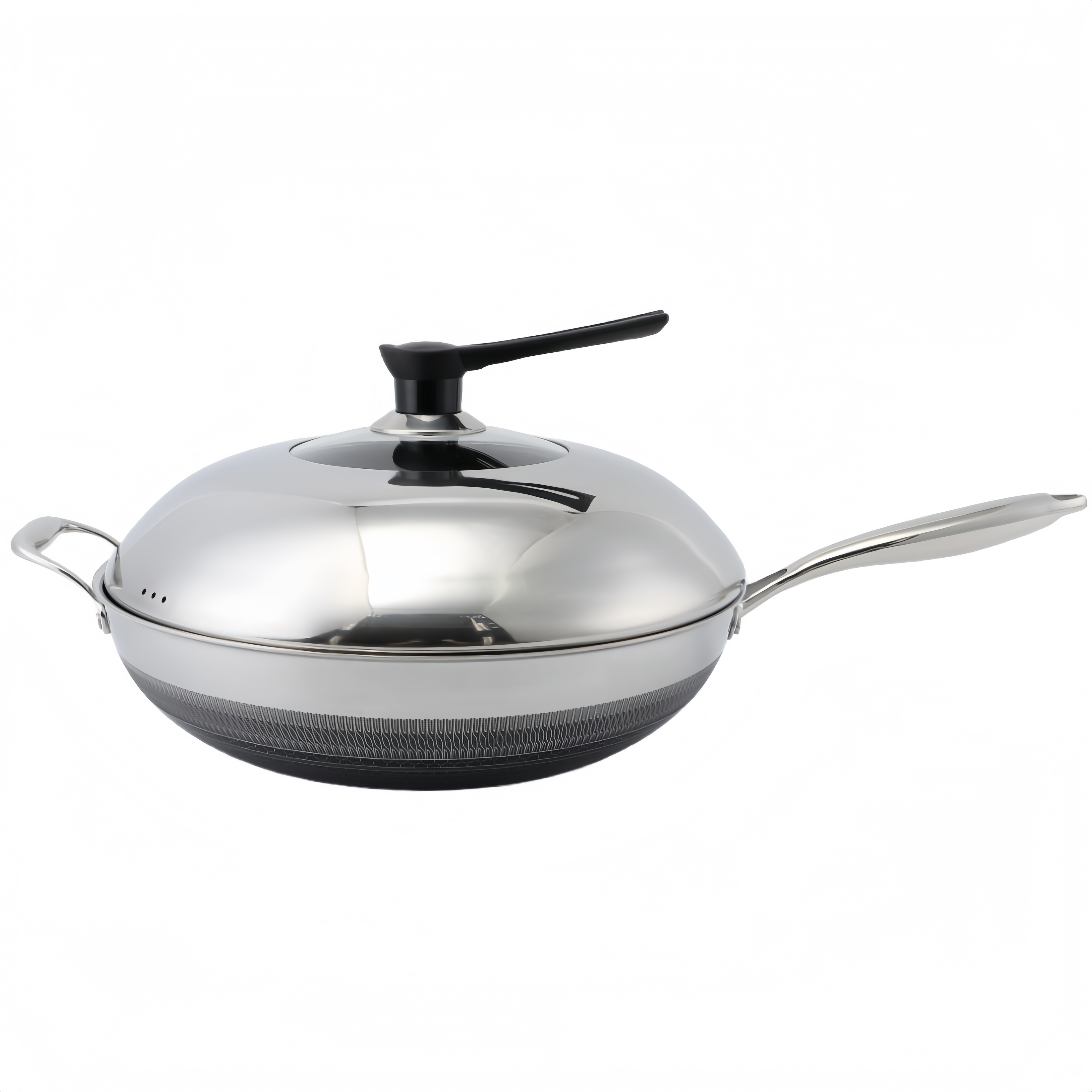 Hybrid TriPly Stainless Steel Nonstick Wok With Handle No Coating Nonstick Cookware Support ODM/OEM Non Toxic NO PFAS PFAS