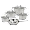 10PCS Stainless Steel Pots and Pans Set with Handle Kitchen Cookware Induction Pots Sets with Glass Lids with All Stovetops
