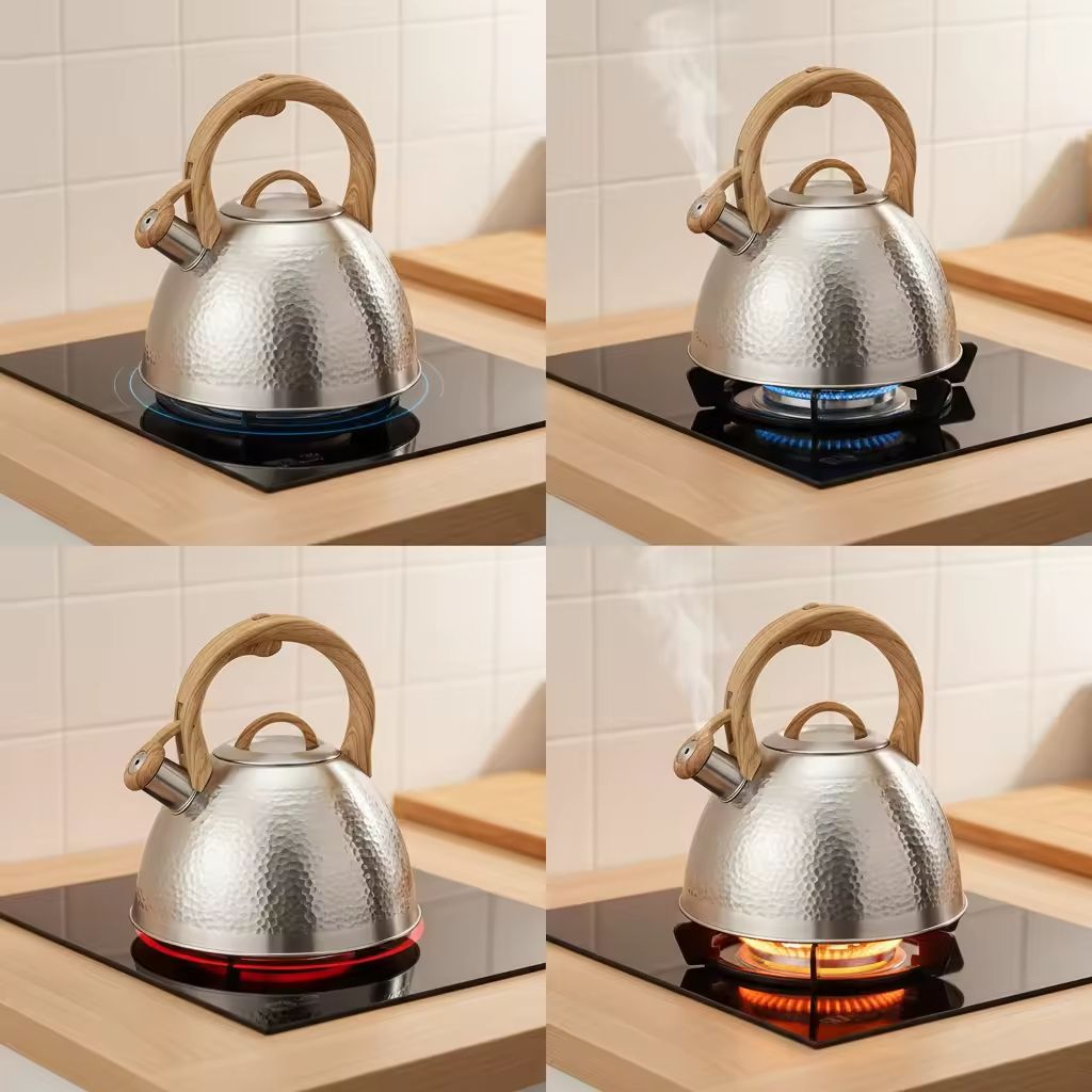 Factory Wholesale 3L Whistling Tea Kettle Hammered Tea Pot Customized Color Stainless Steel Hot Water Teapot for ALL Stovetop