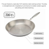Hot Sale Wholesale 20/24/26/28cm 8inch/10inch/12inch Non-Coating 5 Layer Tri-ply Titanium Stainless Steel Frying Pan Cookware