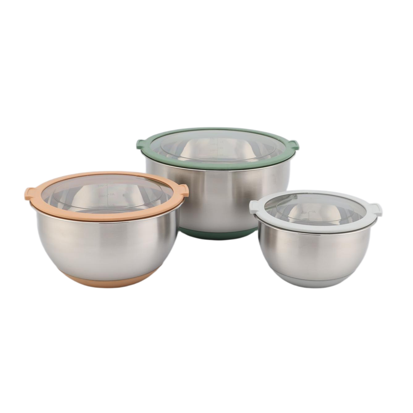 Stainless Steel Mixing Bowls Set with Transparent Lids Hot Cold Serving Salad Bowl Cream Mixing Restaurant Use Low Price Sets