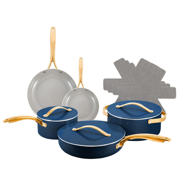 14 PCS Customizable Ceramic Non Stick Pans and Pots Set Induction Cast Aluminum Ceramic Cookware Set Pots and Pans Set