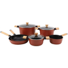 9 PCS Customizable Ceramic Non Stick Pans and Pots Set Induction Cast Aluminum Cookware Set Pots and Pans Set with Wood Handle