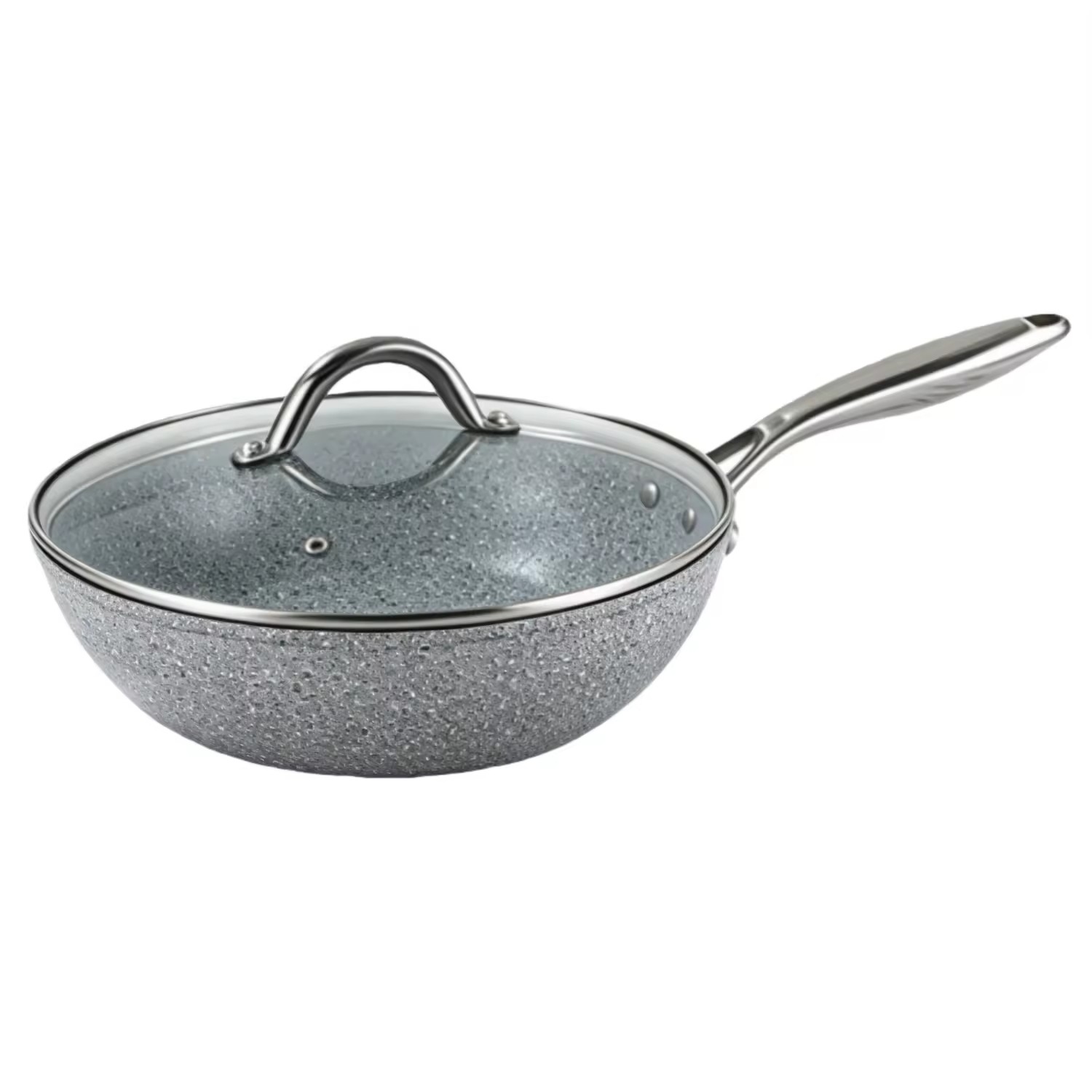 10 PCS Modern Home Kitchen Recycled Heavy Gauge Aluminum Nonstick Cooking Pot Set with Steel Handle Easy Clean Marble Finish