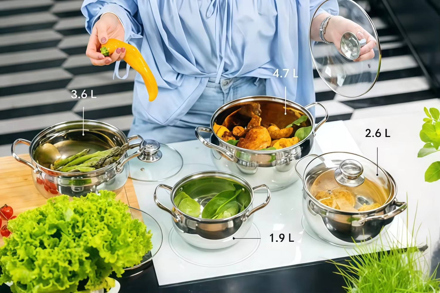 Hot Sale Apple Shape Cooking Pot Heavy Weight 5ply Base Stainless Steel Casserole Soup Pot Stock Pot with Stainless Steel Handle