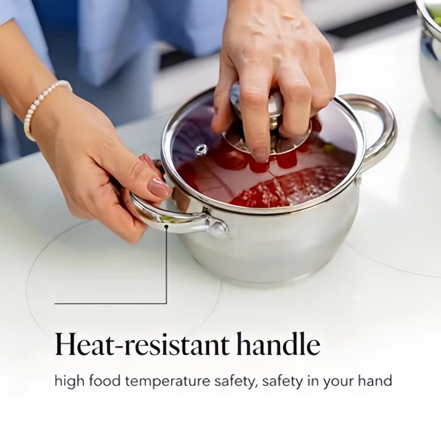 Hot Sale Belly Shape Cooking Pot Heavy Weight 5ply Base Stainless Steel Casserole Soup Pot Stock Pot with Stainless Steel Handle