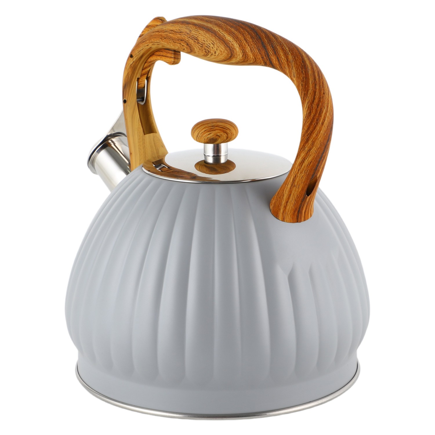 3.0L Stove Top Stainless Steel Tea Pot New Food Grade Polished Custom Top Seller Whistling Tea Kettle With Wood Handle