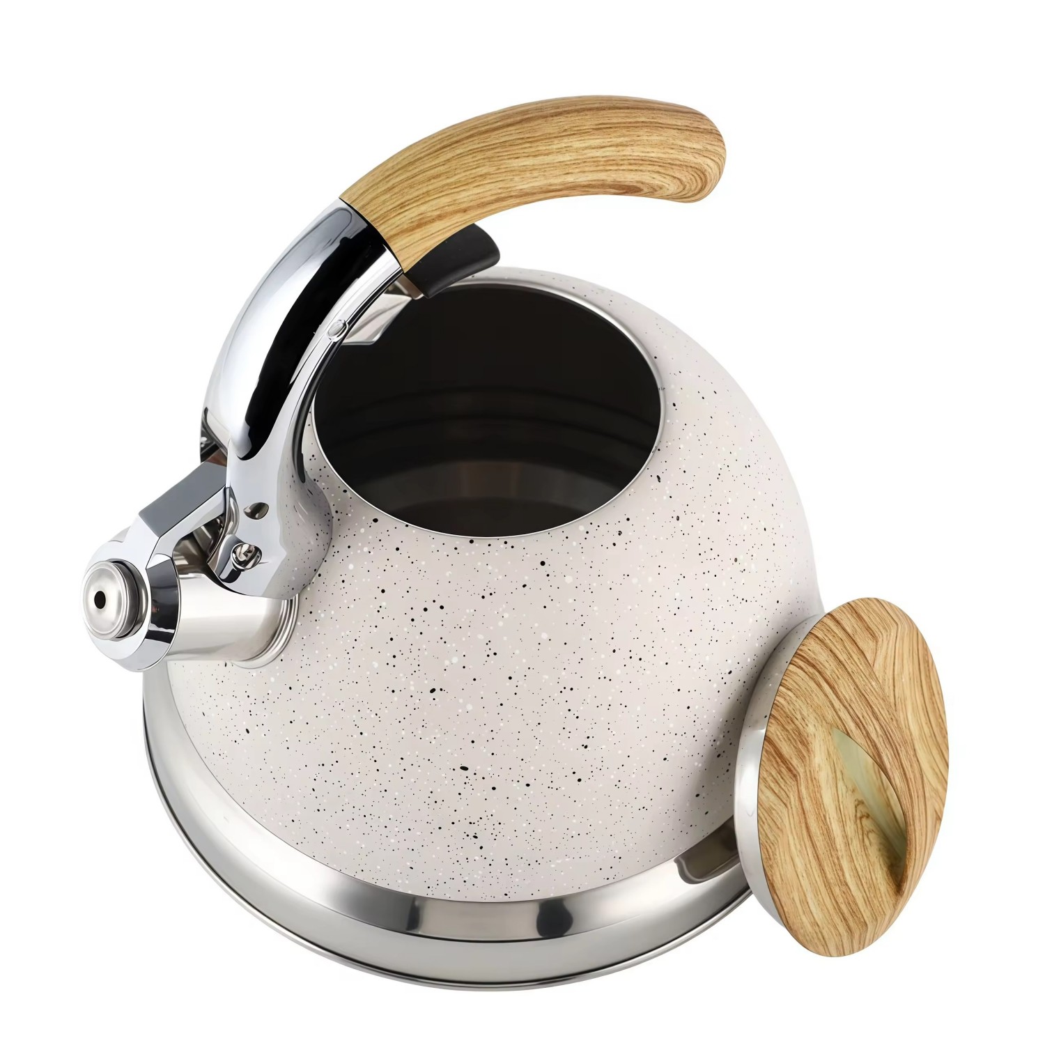 Factory Wholesale 3L Whistling Tea Kettle Tea Pot Customized Color Stainless Steel Hot Water for ALL Stovetop with Wood Handle