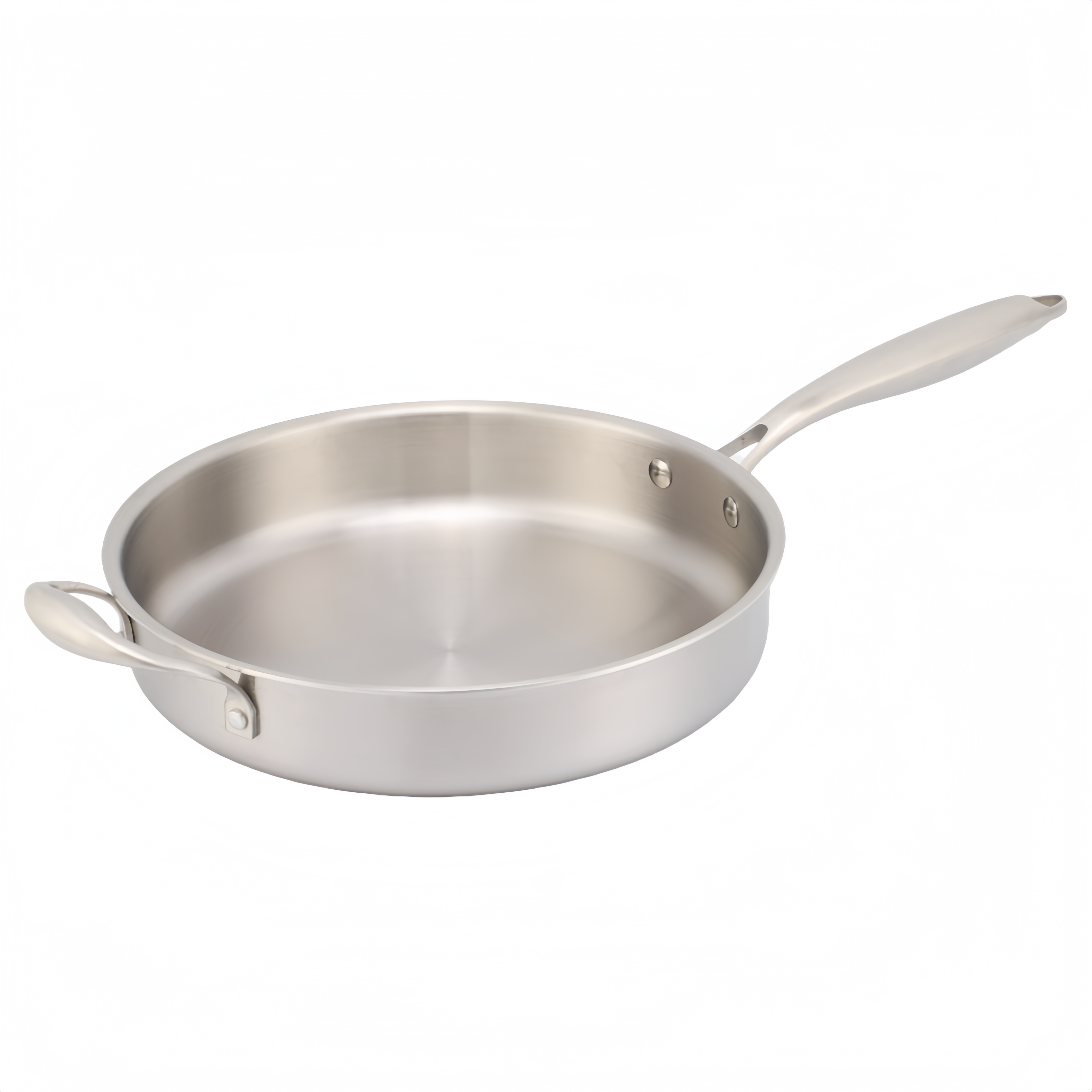 High Quality 316 Stainless Steel Cook Saute Pan Three Layer Steel Double Ear Frying Pan Rapid Heat Conduction Sauting Fry Pan with Steel Lid