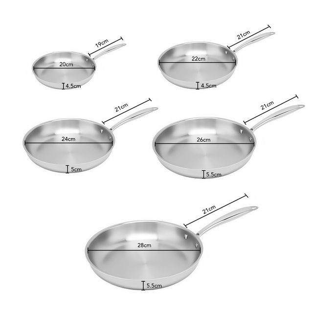 Factory Customized Food Grade Home Cooking Pan Steel Stainless Non-coating Frying Pans Sets Full Size for Restaurant Skillet Omlet Frying Pan