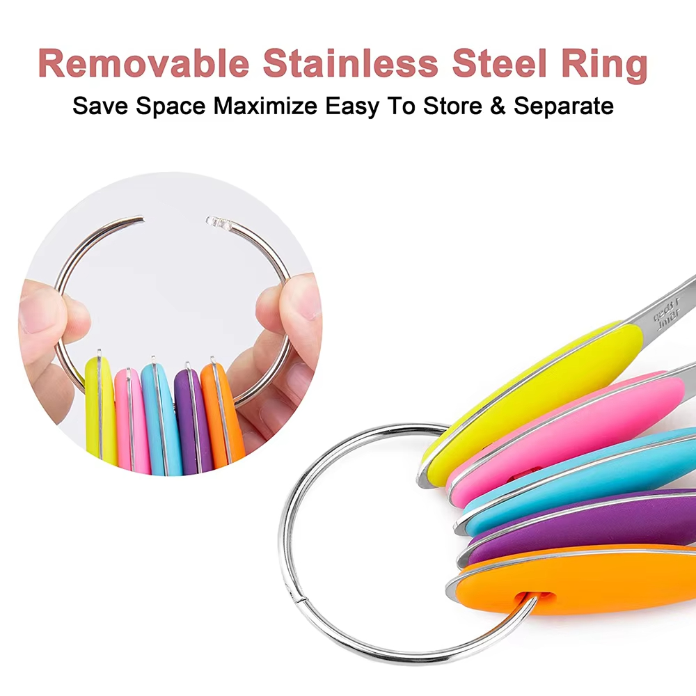 Custom Hot Sell 10 Piece Stainless Steel Measuring Cups and Spoons Set With Silicone Handle