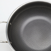 Tri-ply Hybrid Pan & Wok with Double Ears PFAS PFOA Free Honeycomb Stainless Steel Non-stick Wok Pan Cookware With Glass Lid