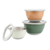 Wholesale Colorful 3-Piece Double Layer Mixing Bowl Set 16/20/24cm Stainless Steel Inside Plastic Outside and Good Grip Wide Rim