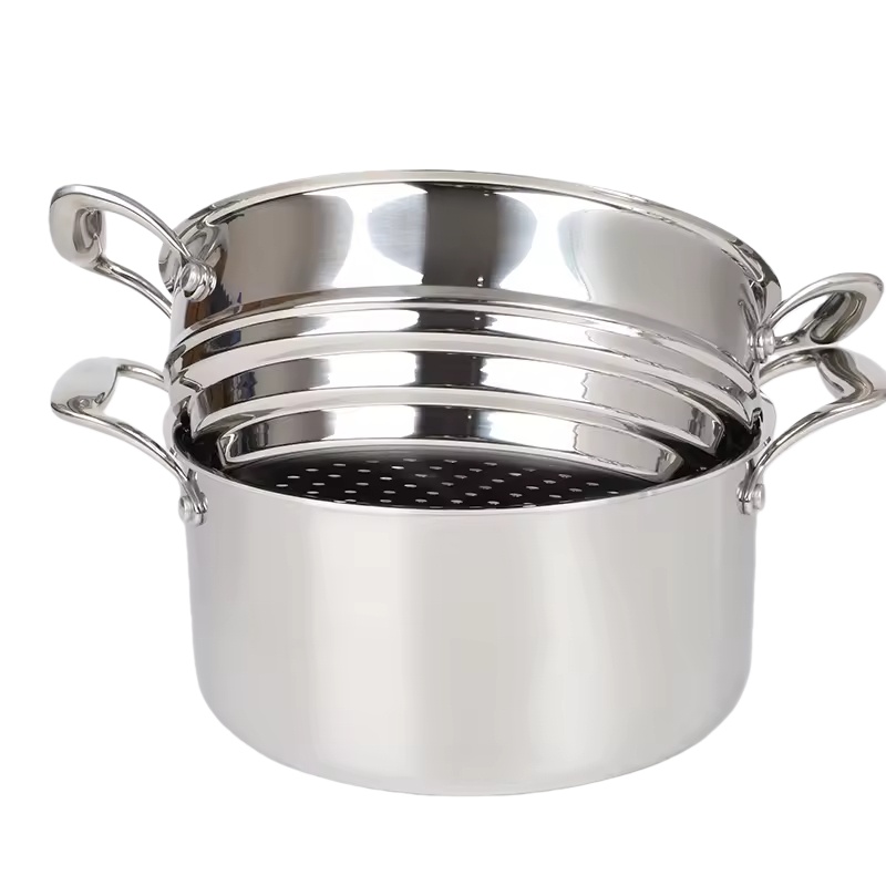 High Quality 6Pcs Kitchen Cooking Cookware Hot Sale Stainless Steel Steamer With Stainless Steel Handle and Lid
