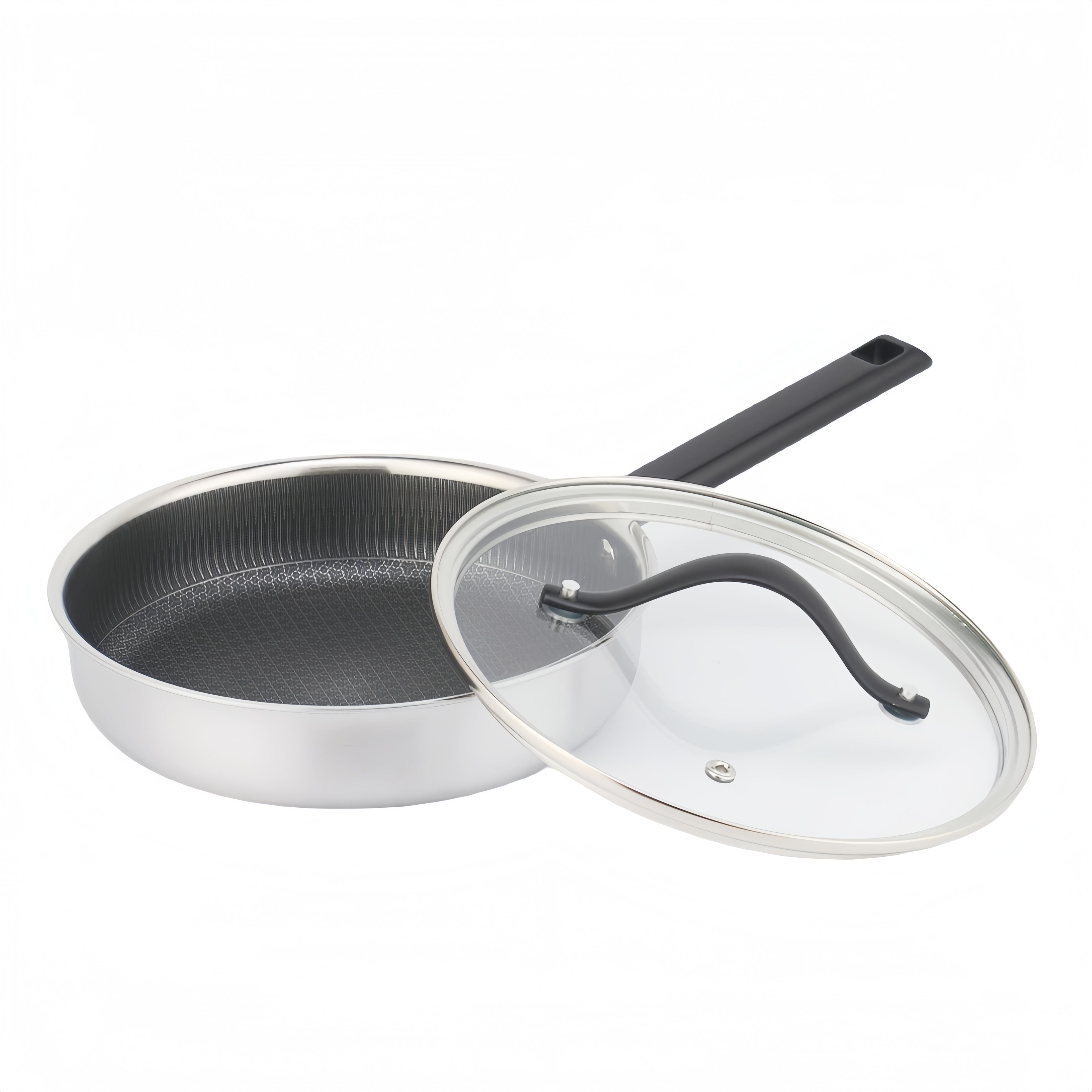 Wholesale 10 Pieces Tri-ply Stainless Steel Kitchen Cooking Pan Pot Set Non Stick Triply Cookware Sets With Custom Black Handle