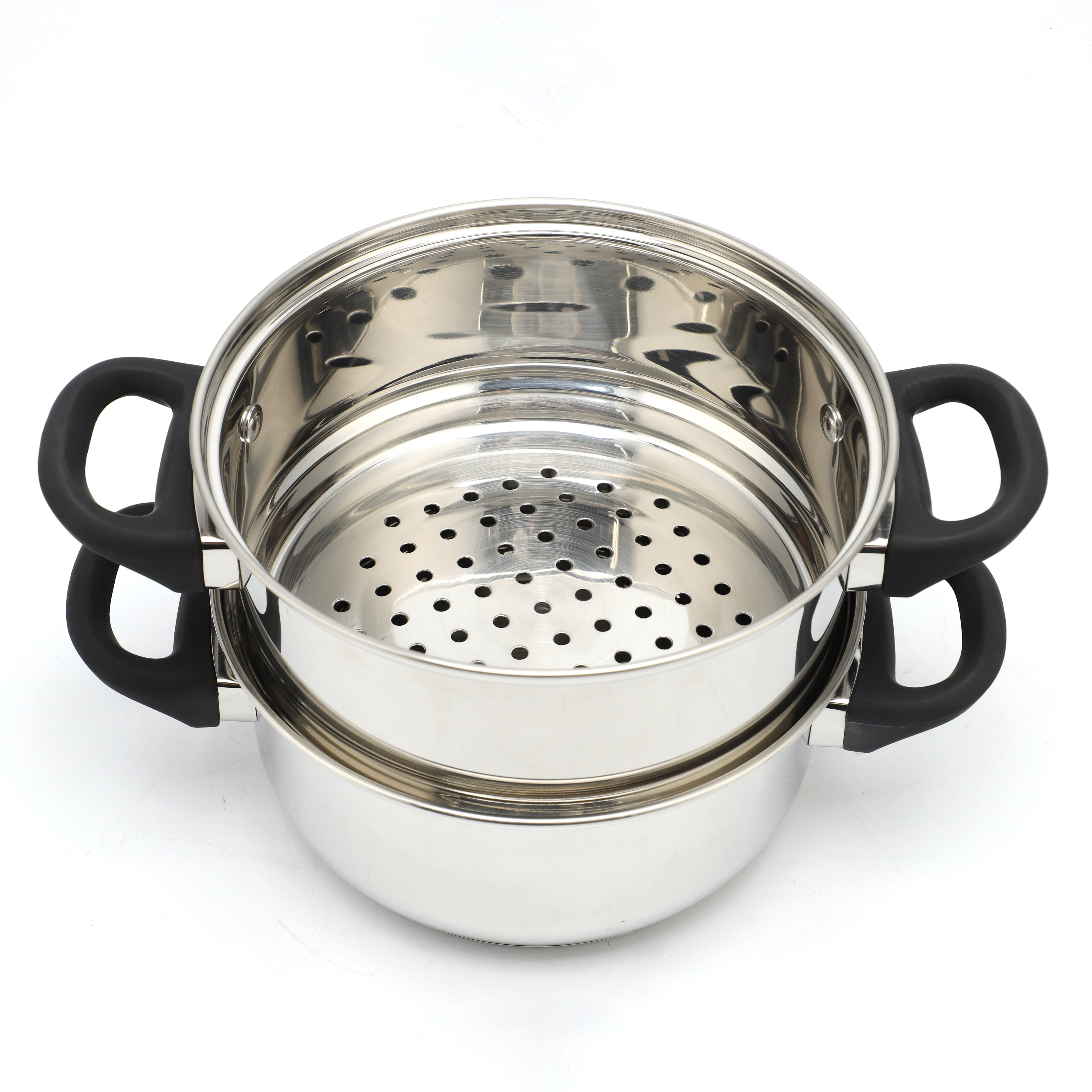 Factory Direct Sales Multi-purpose 3 Layers Steam Pot Stainless Steel Steam Cooker with Steamer Basket and Tempered Glass Lid