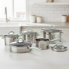 Wholesale Custom Kitchen Utensils Stainless Steel Cooking Pot Set Pots And Pans Set With Silicone Handle 10 Pieces Double Spout Cookware Set