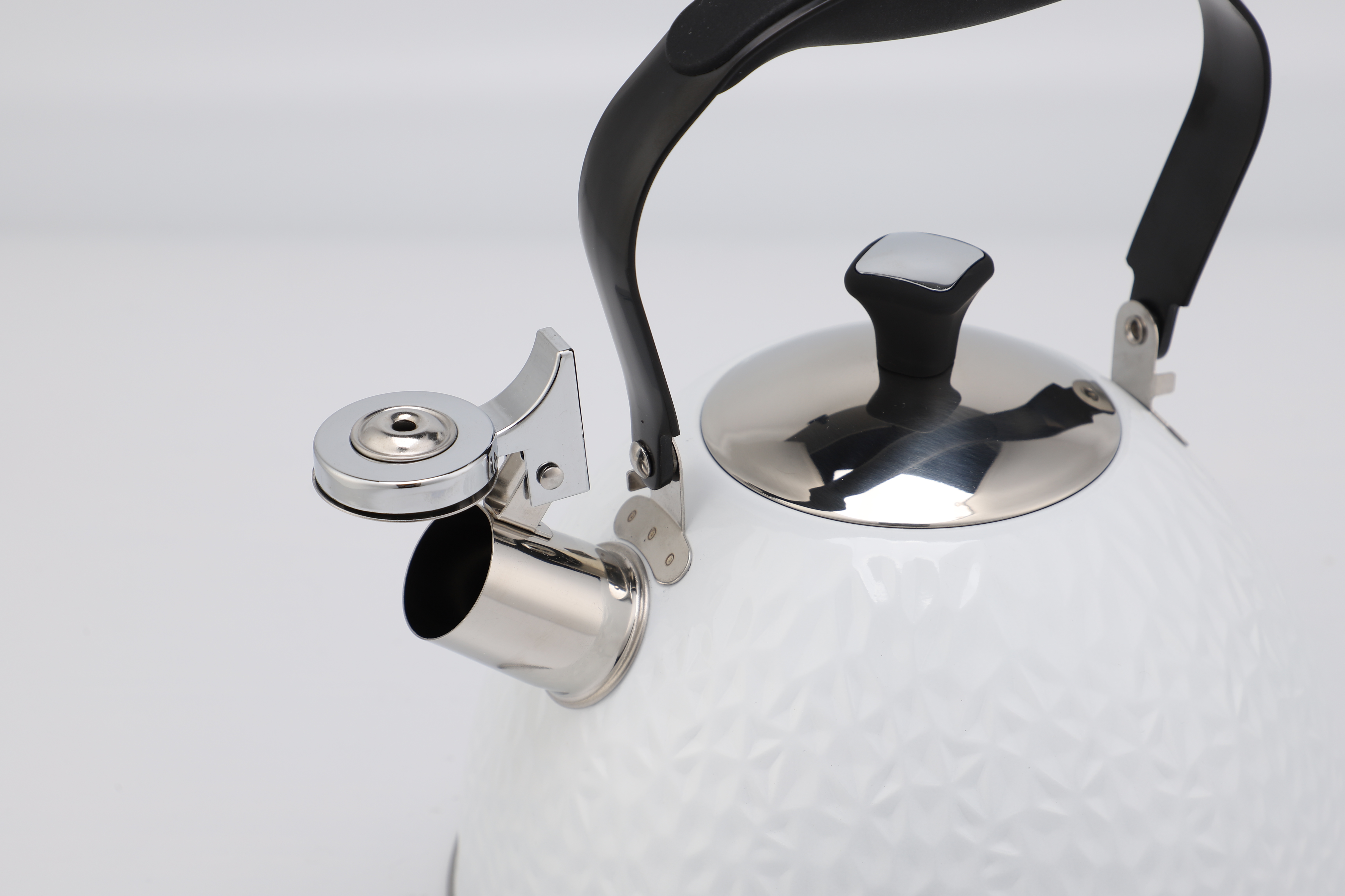 2.5L Color Painting White Kettle Whistling Tea Pot Stainless Steel Whistle Stove Top Kettle Black