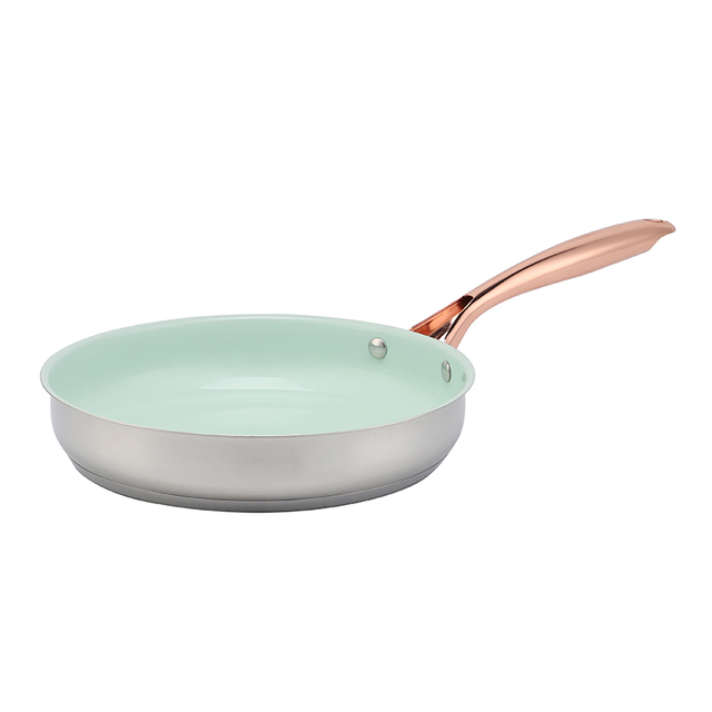 Hot Sale Wholesale 3 Layer Base Stainless Steel Pan 20/24/26/28cm 8inch/10inch/12inch Ceramics Nonstick Cookware Frying Pan