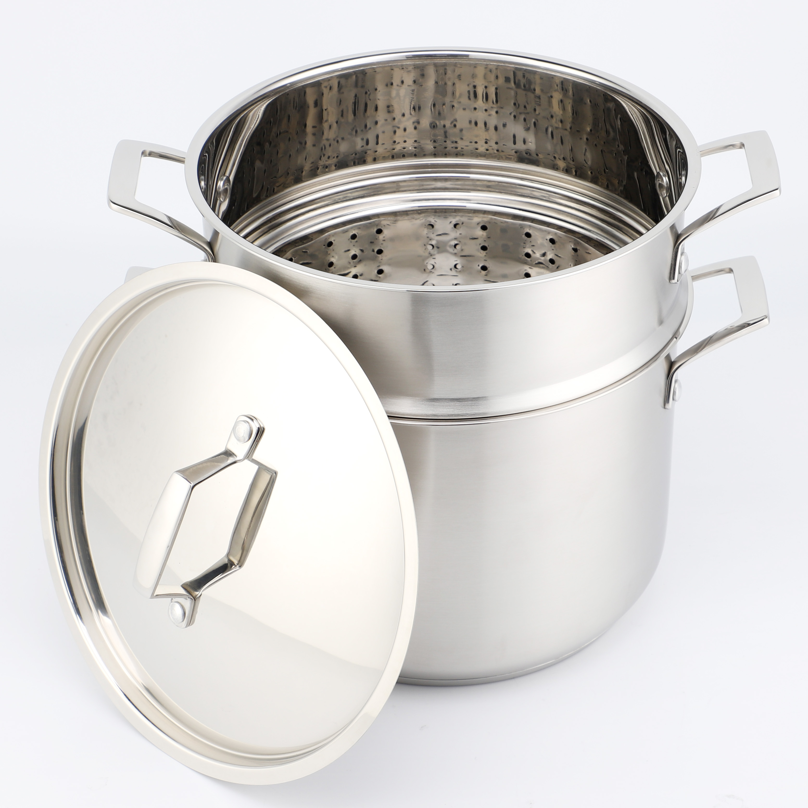 Factory Supply Kitchenware 8 Liter Stainless Steel Pasta Cooker 24cm Pasta Cooker Steamer Multi-Pot
