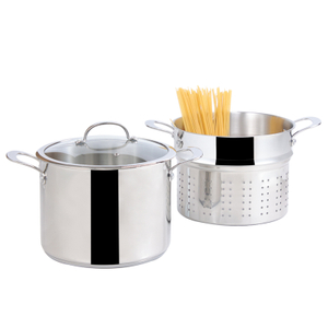 Factory Supply Kitchenware 8 Liter Stainless Steel Pasta Cooker 24cm Pasta Cooker Steamer Multi-Pot