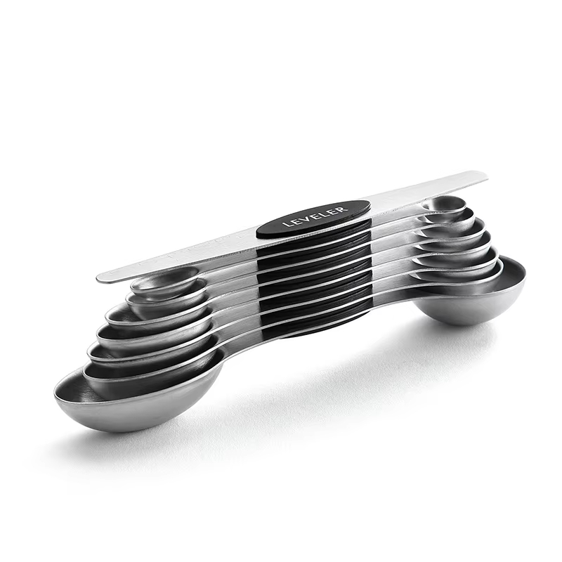 Custom hot selling Magnetic Measuring Spoons Set/Double End Design for Dry And Liquid/kitchen accessories gadget metal set of 8
