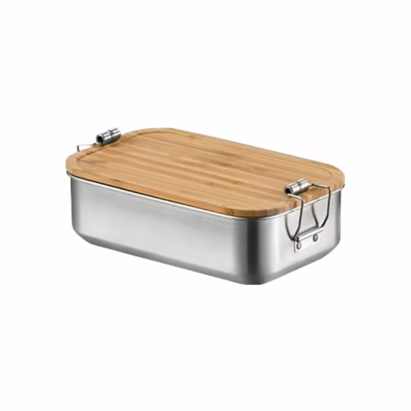 New Design 304 Stainless Steel Fresh-keeping Lunch Box Bamboo Cover Leak-proof Heating Food Grade Microwave Sealed Box