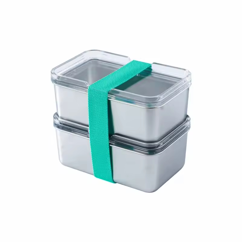 Factory Wholesale 304 Stainless Steel Fresh-keeping Box Refrigerator Storage Tin Box Heating Food Grade Microwave sealed Box