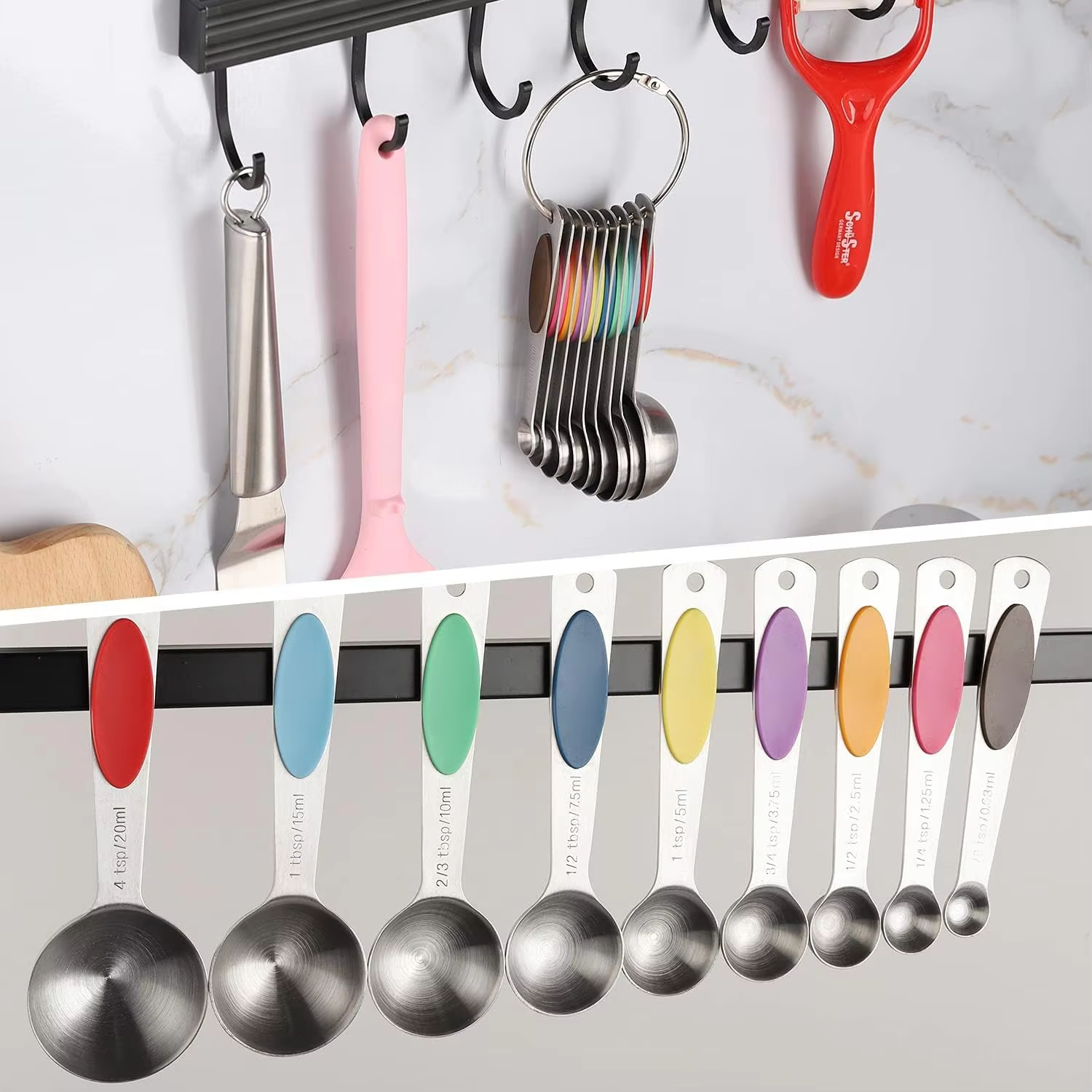 Stainless Steel Magnetic Coffee Measuring Scoop Cups and Spoons Set